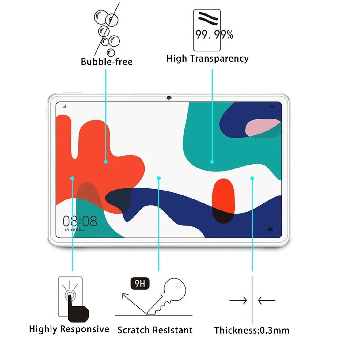 2-Pack Tempered Glass Film For Huawei Matepad Pro 10.4 - 9H 0.3Mm Explosion-Proof