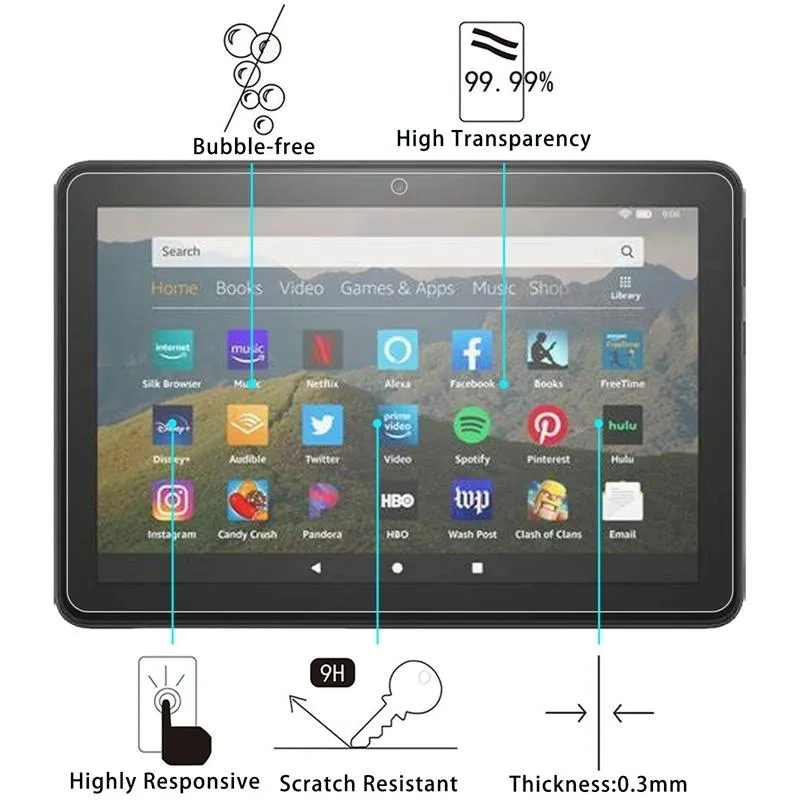 2021 Amazon Fire Hd 10 Plus Tempered Glass Film - 2 Pack