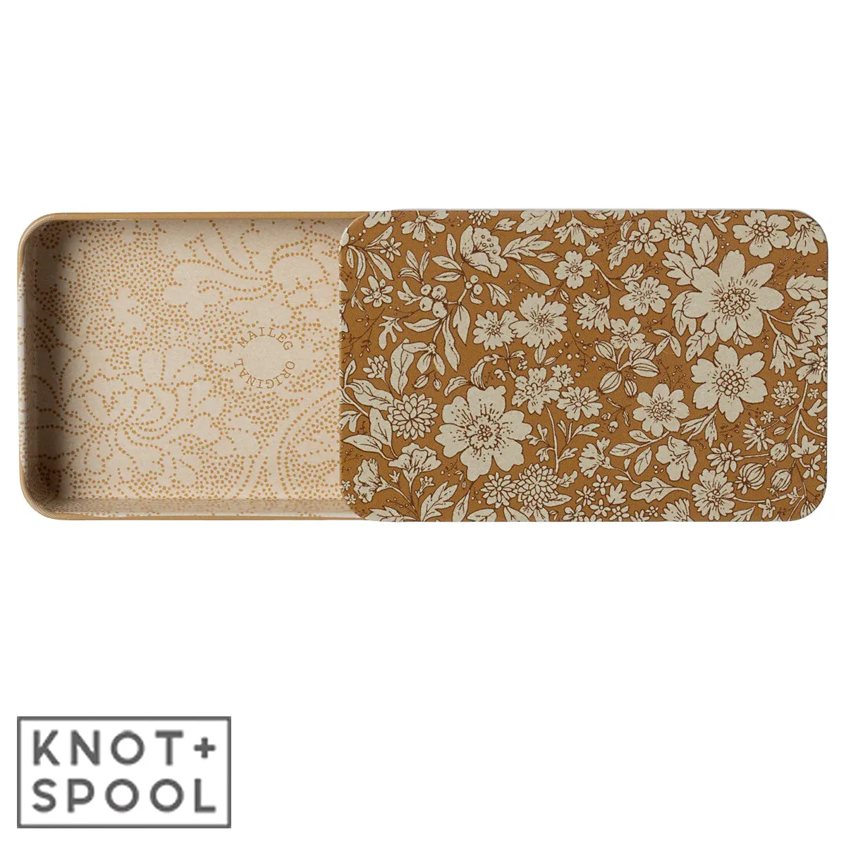 2024 Maileg Blossom-Ocher Metal Box with Sliding Lid