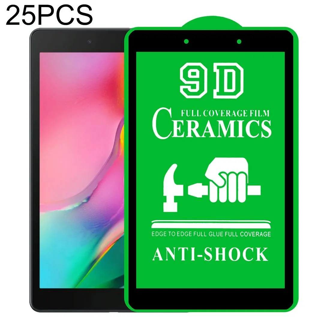 25-pack 9d Full Glue Ceramic Film for Samsung Galaxy Tab a 8.0 2019 - Full Screen