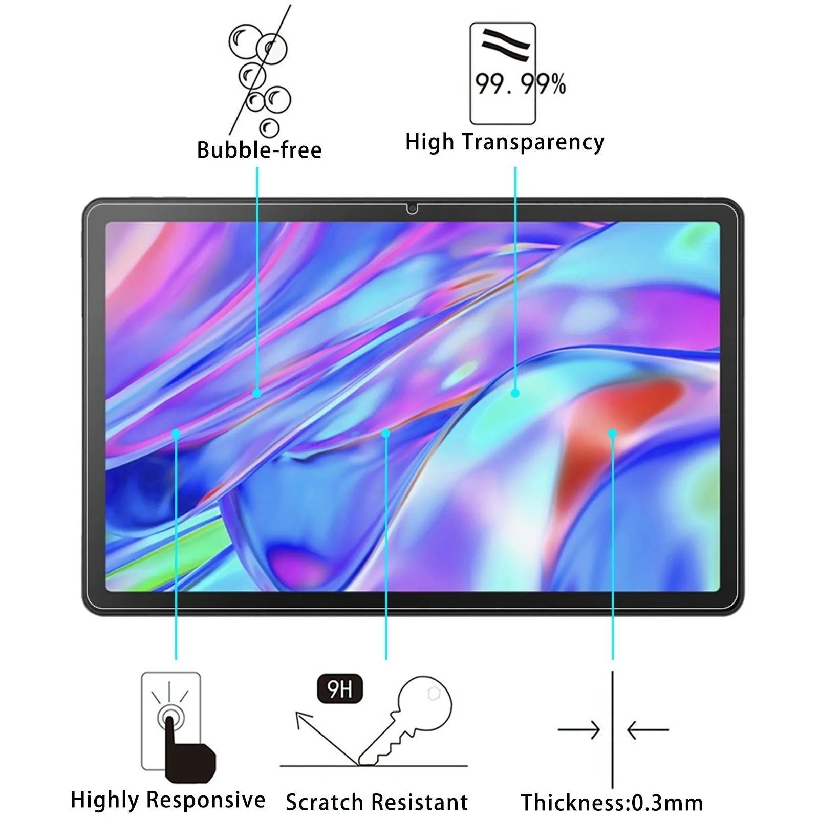 25-Pack Tempered Glass Film For Lenovo Pad 2022 / M10 Plus Gen 3 / K10 Pro 10.6 Tablet - 9H 2.5D Explosion-Proof