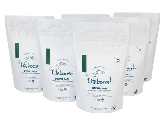 6x Medium Roast Lifeboost Go Bags -10 bags