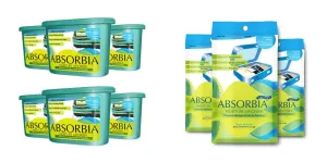 Absorbia Moisture Absorber | Absorbia Classic - Season Pack of 6 (600ml| Absorbia Moisture Absorber | Absorbia Sachet - Pack of 3 (200ml Each)| Dehumidifier for Wardrobe, Shoe racks,Cupboards & Closets…