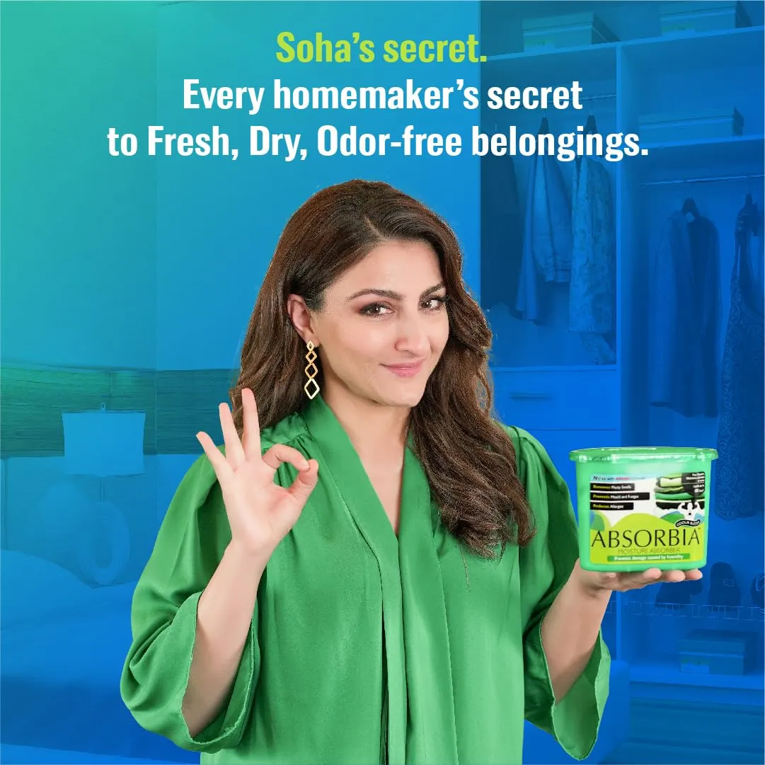 Absorbia Moisture Absorber Odour Buster with Activated Charcoal Pack of 6(300g each)|Absorbia Sachet - Pack of 6 (100g each) | Dehumidifier for Wardrobe, Cupboards & Closets…
