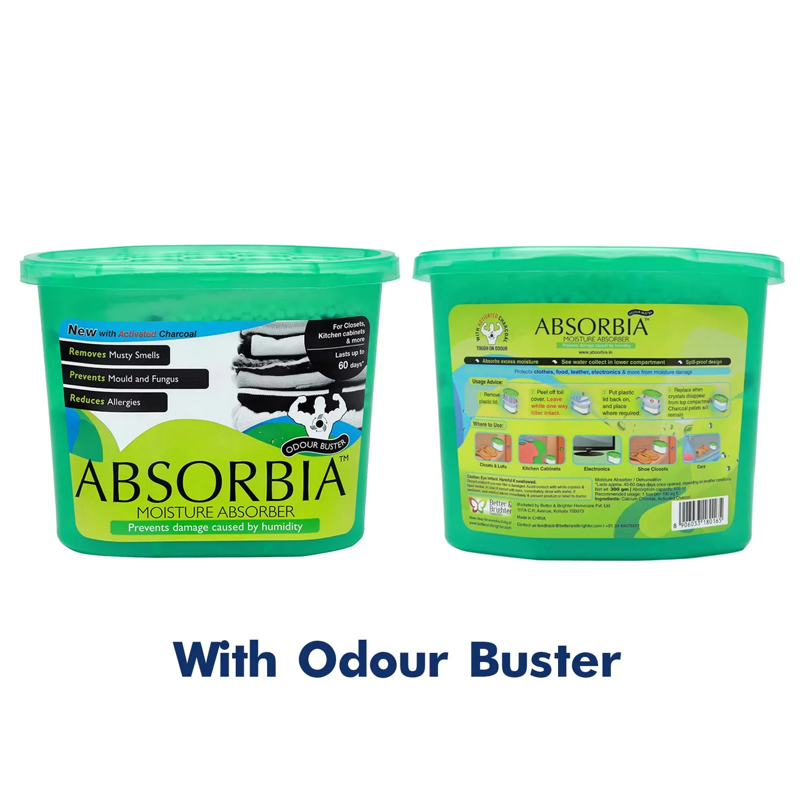 Absorbia Moisture Absorber Odour Buster with Activated Charcoal Pack of 6(300g each)|Absorbia Sachet - Pack of 6 (100g each) | Dehumidifier for Wardrobe, Cupboards & Closets…