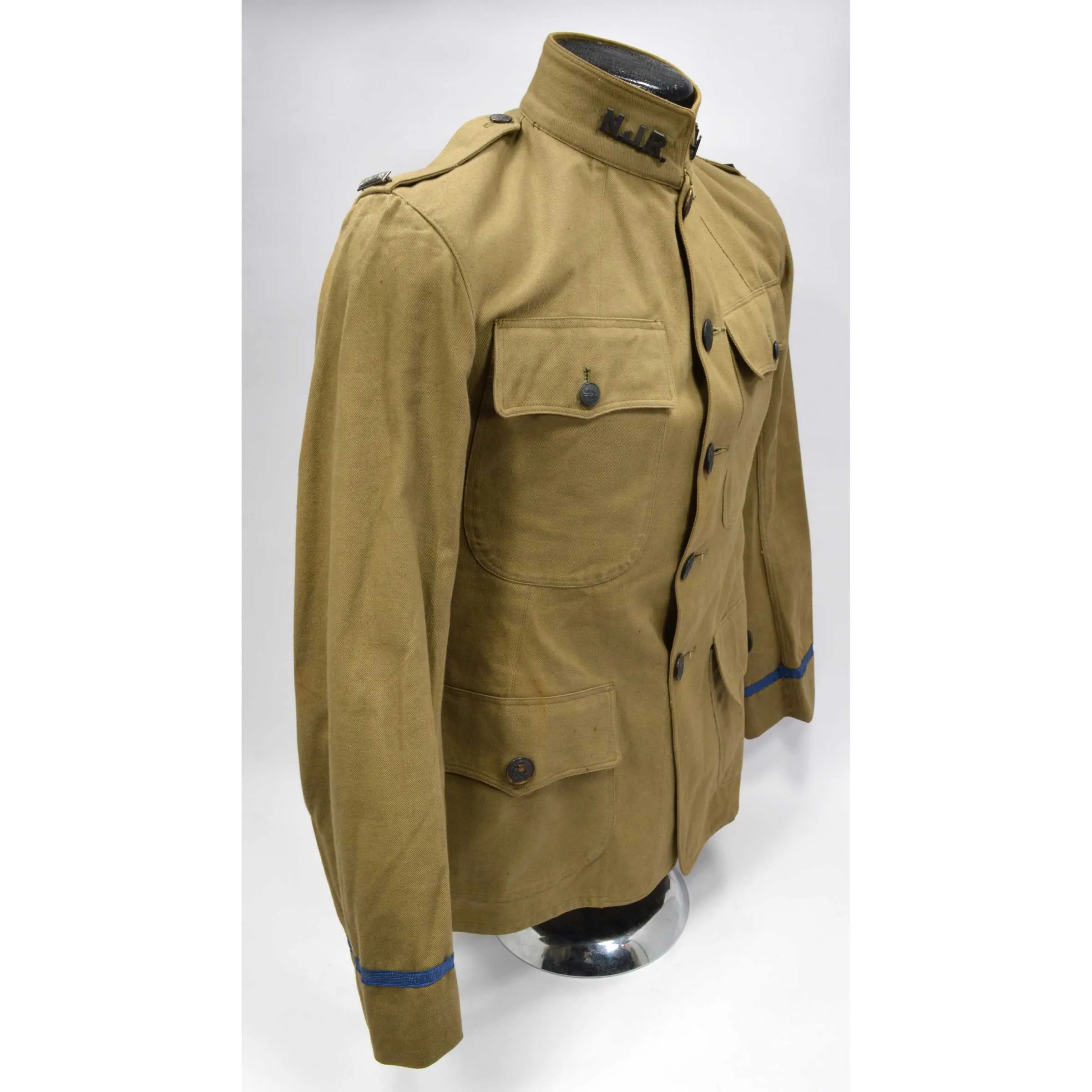 Antique N.J.R. INFANTRY BLOUSE Lieutenant WWI ERA Blue Stripes LT JACKET-UNIFORM