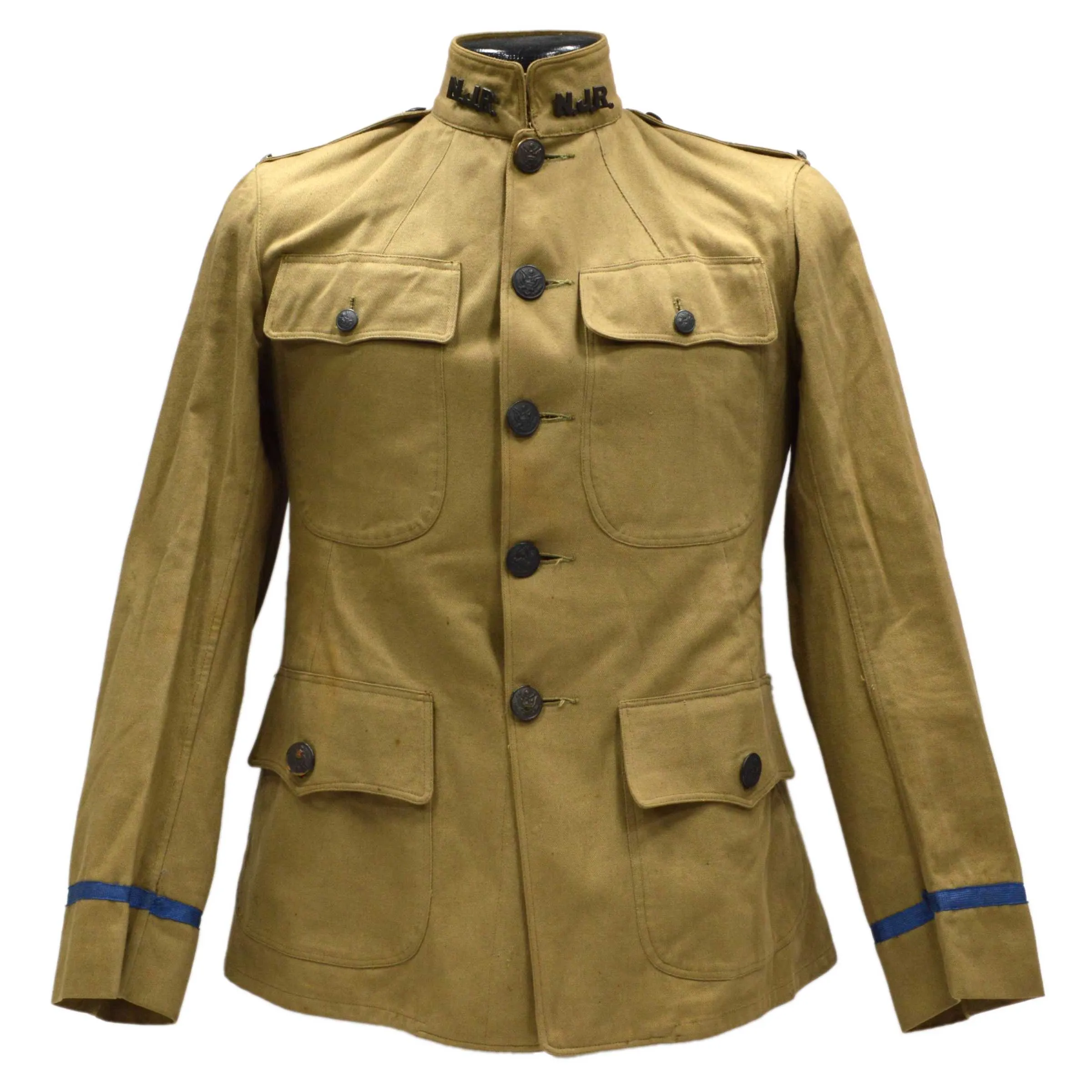 Antique N.J.R. INFANTRY BLOUSE Lieutenant WWI ERA Blue Stripes LT JACKET-UNIFORM