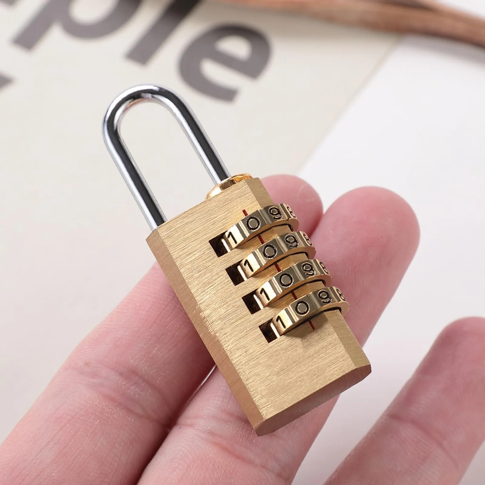 Kuber Industries 4 Digit Combination Padlock|Keyless Luggage Lock (Brass)