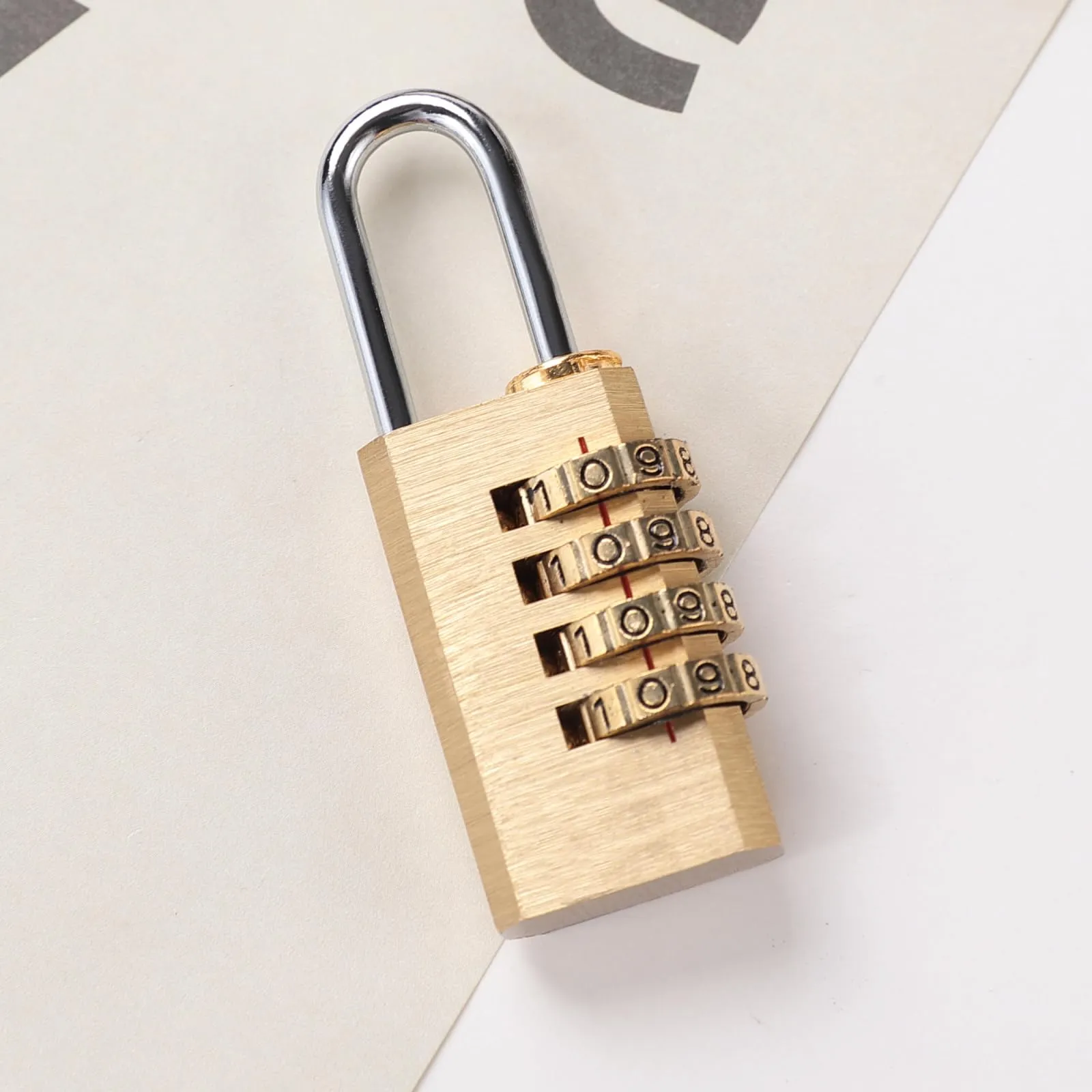Kuber Industries 4 Digit Combination Padlock|Keyless Luggage Lock (Brass)