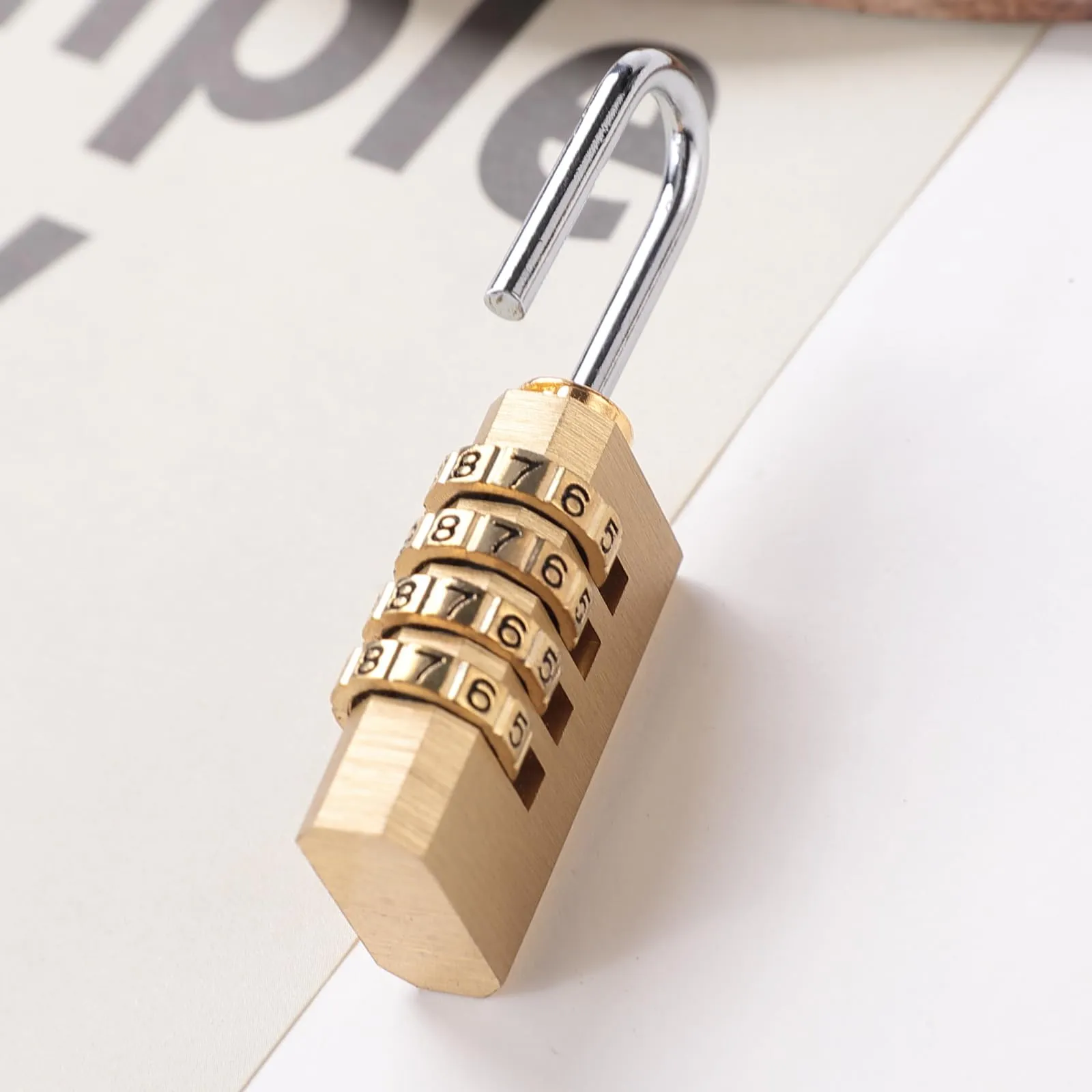 Kuber Industries 4 Digit Combination Padlock|Keyless Luggage Lock (Brass)
