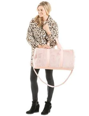 LIGHT PINK FAUX FUR WEEKENDER BAG
