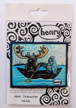 Moose and Owl in Canoe Patch | Original Art by Seattle Mural Artist Ryan "Henry" Ward