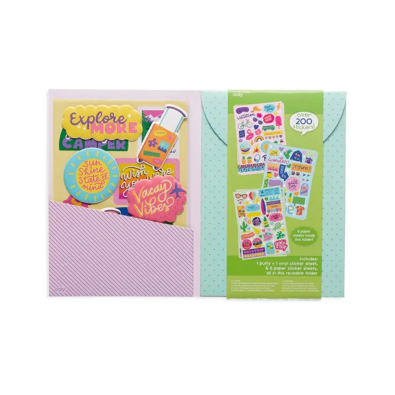 Ooly wanderlust sticker stash - includes puffy, vinyl, and paper stickers