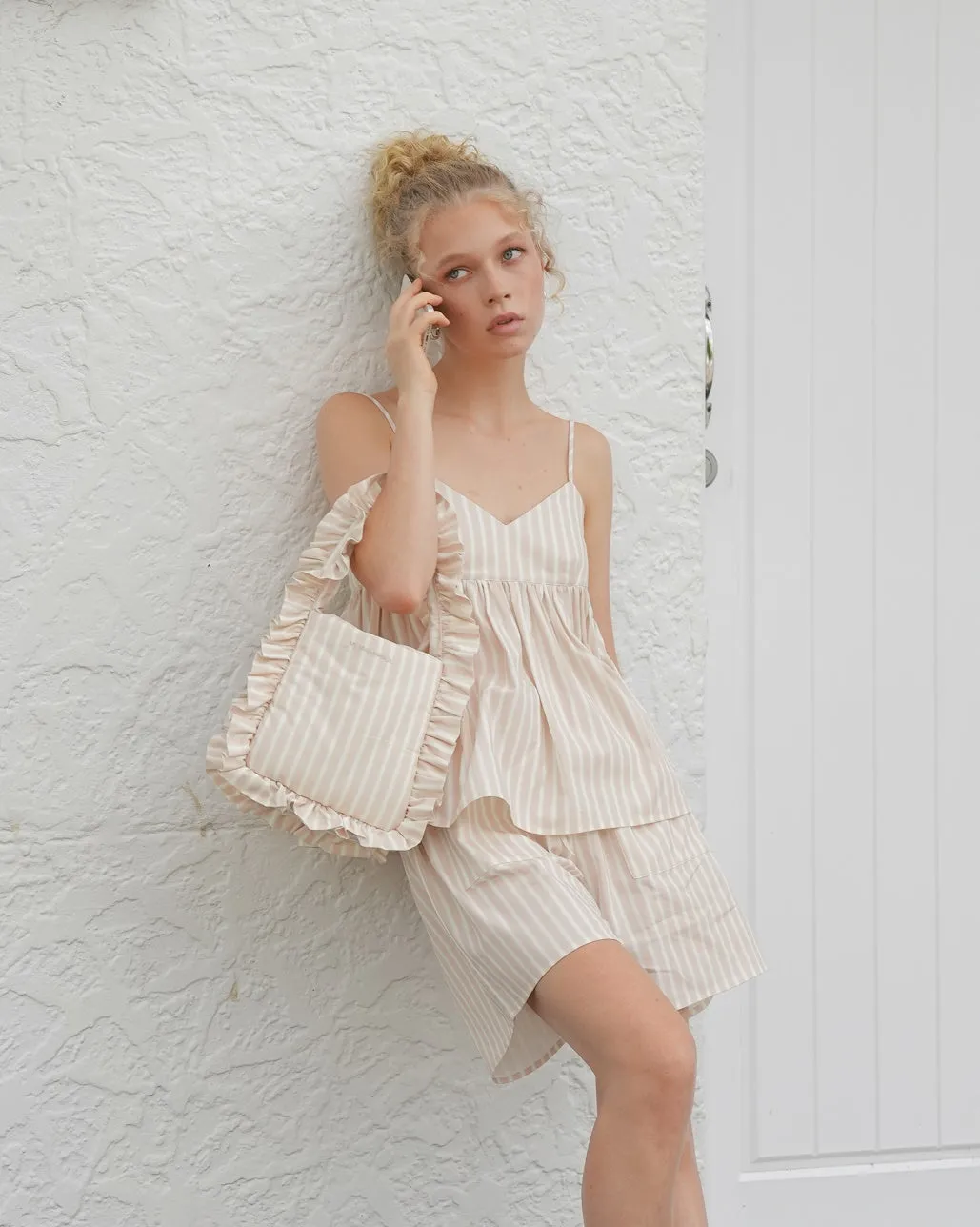 Pillow Puffer Tote - Blush Stripe