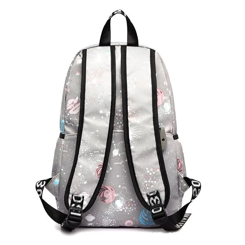 Planet Printing Waterproof Travel Backpack For Women
