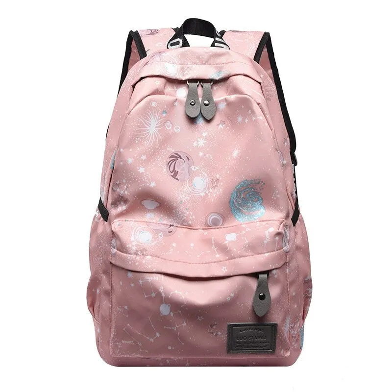 Planet Printing Waterproof Travel Backpack For Women