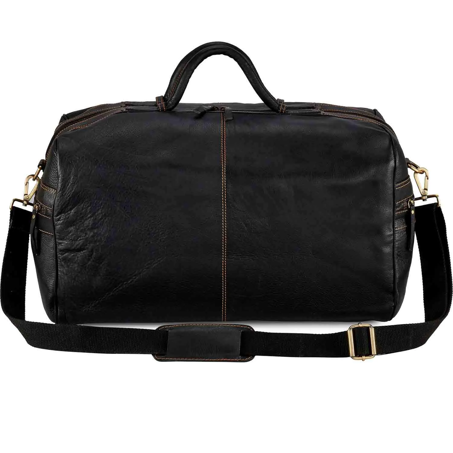 Pratico Grained Leather Travel Bag With Pin Stitch Detail #TT02