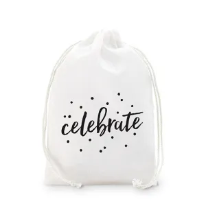 "celebrate" Print Muslin Drawstring Favor Bag - Medium