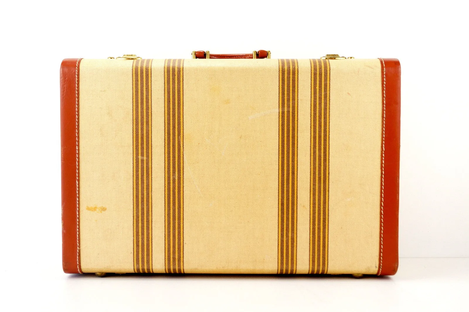 Vintage Striped Tweed Suitcase Set by Travel Joy (c.1940s)