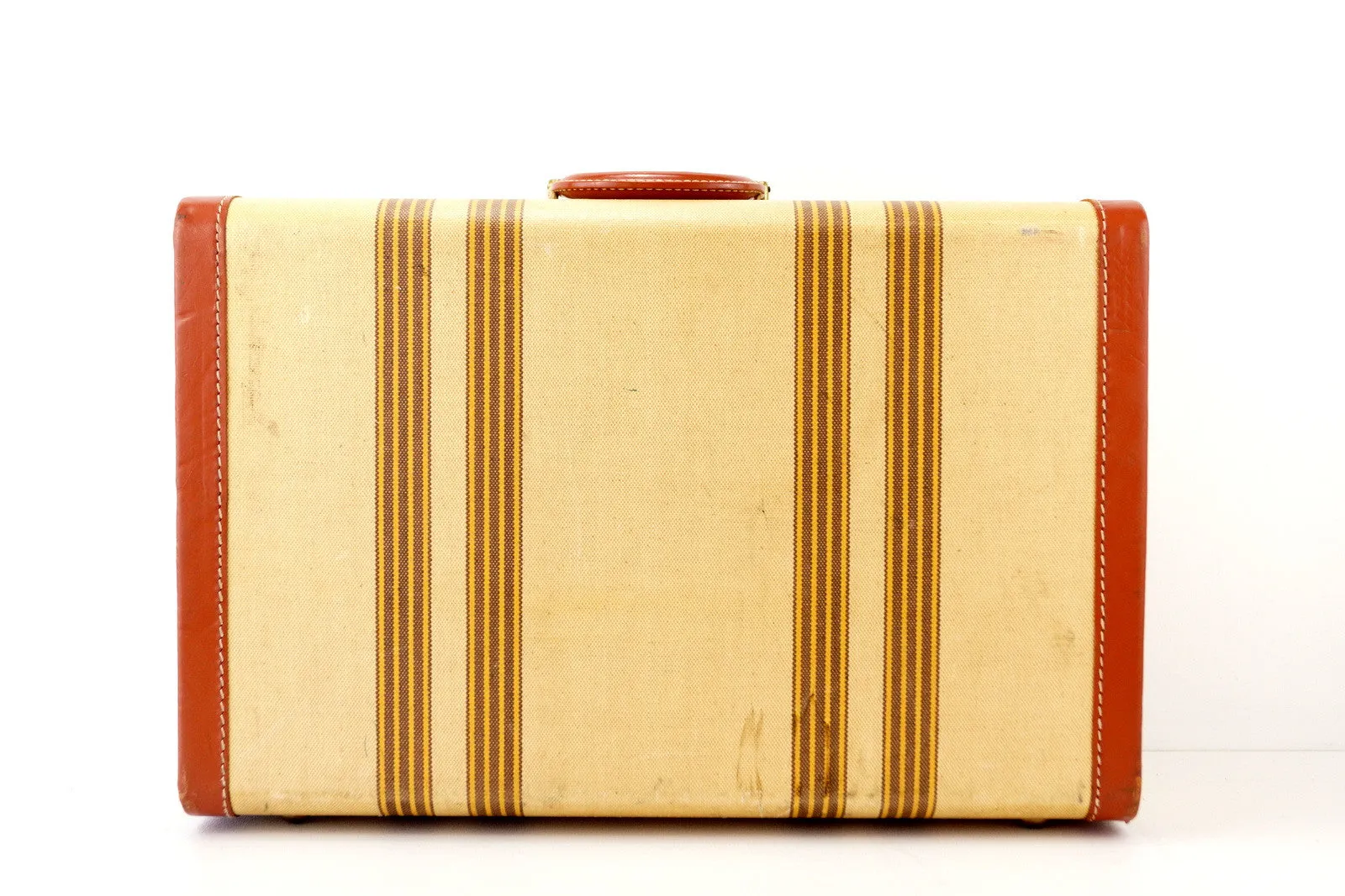 Vintage Striped Tweed Suitcase Set by Travel Joy (c.1940s)