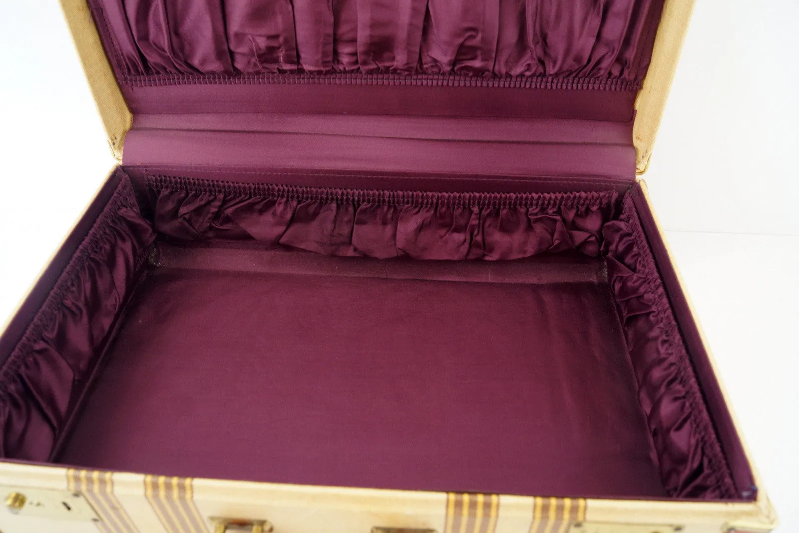 Vintage Striped Tweed Suitcase Set by Travel Joy (c.1940s)