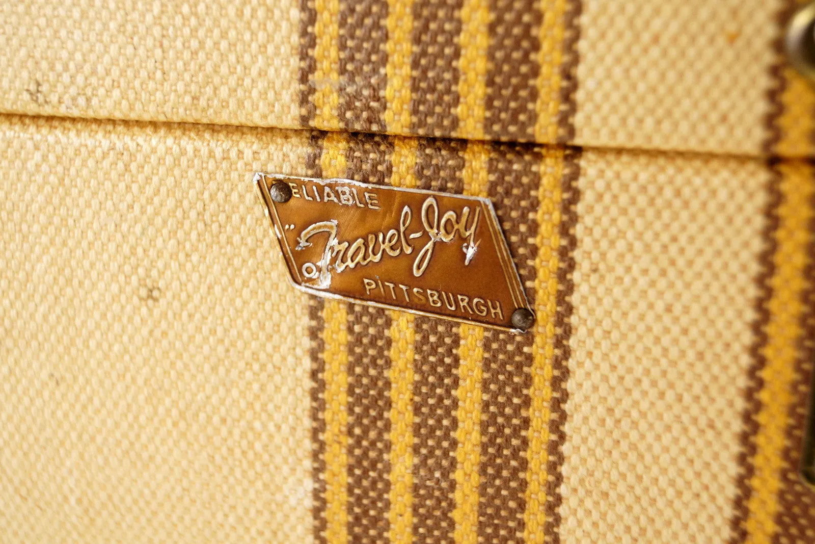 Vintage Striped Tweed Suitcase Set by Travel Joy (c.1940s)