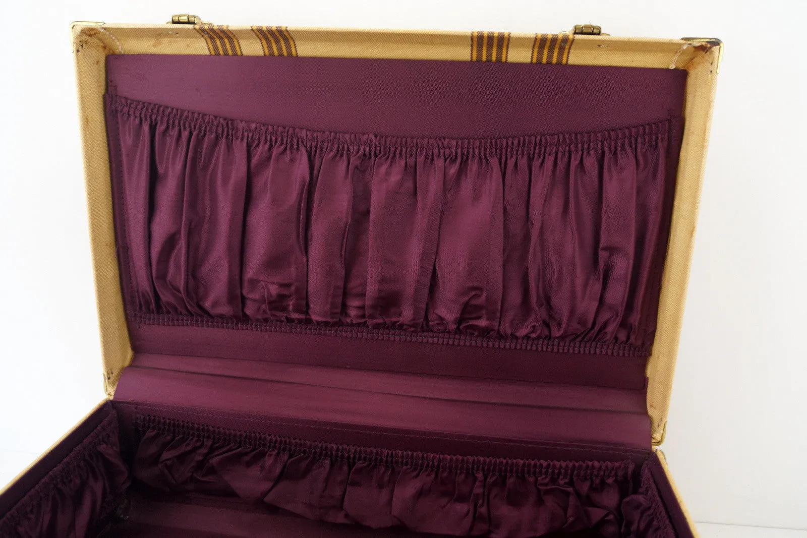 Vintage Striped Tweed Suitcase Set by Travel Joy (c.1940s)