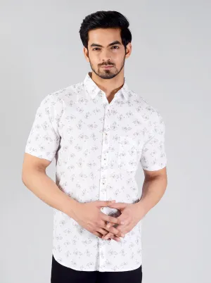 White Printed Slim Fit Casual Shirt | JadeBlue White Printed Slim Fit Casual Shirt | JadeBlue